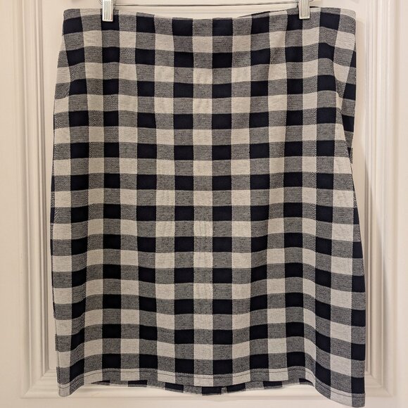 M&S Navy and White Gingham Skirt Suit (2pc) - Picture 7 of 8